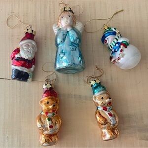 $15 SALE Vintage Holiday Ornament Set - Santa, Angel, Snowman, and Bears